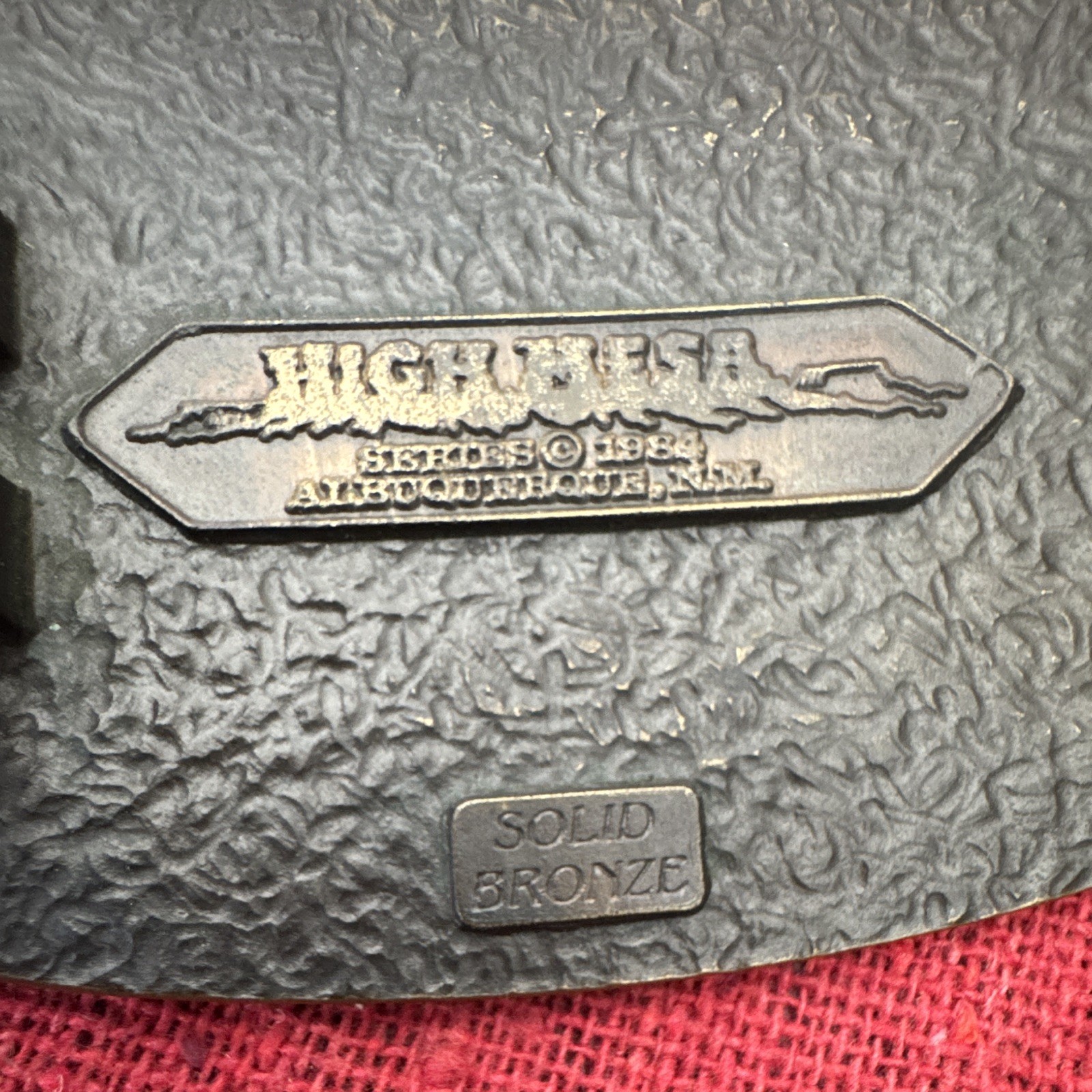 Vintage High Mesa 1984 Solid Bronze OIL Belt Buckle Oilfield Pumpjack Rig USA