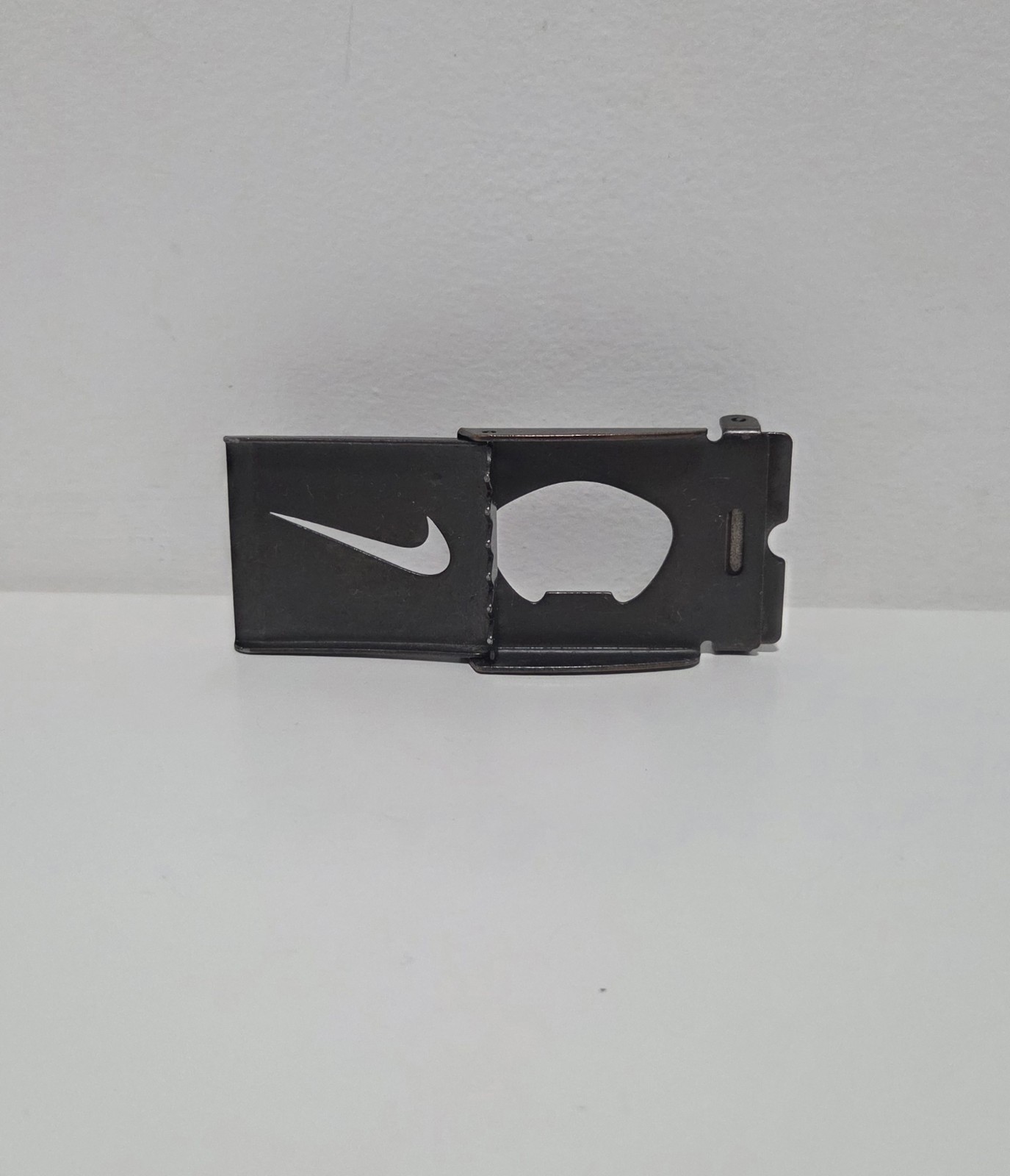 Beer Opener Nike Swoosh Logo Flip Belt Buckle Metal Rectangular 1.5 in