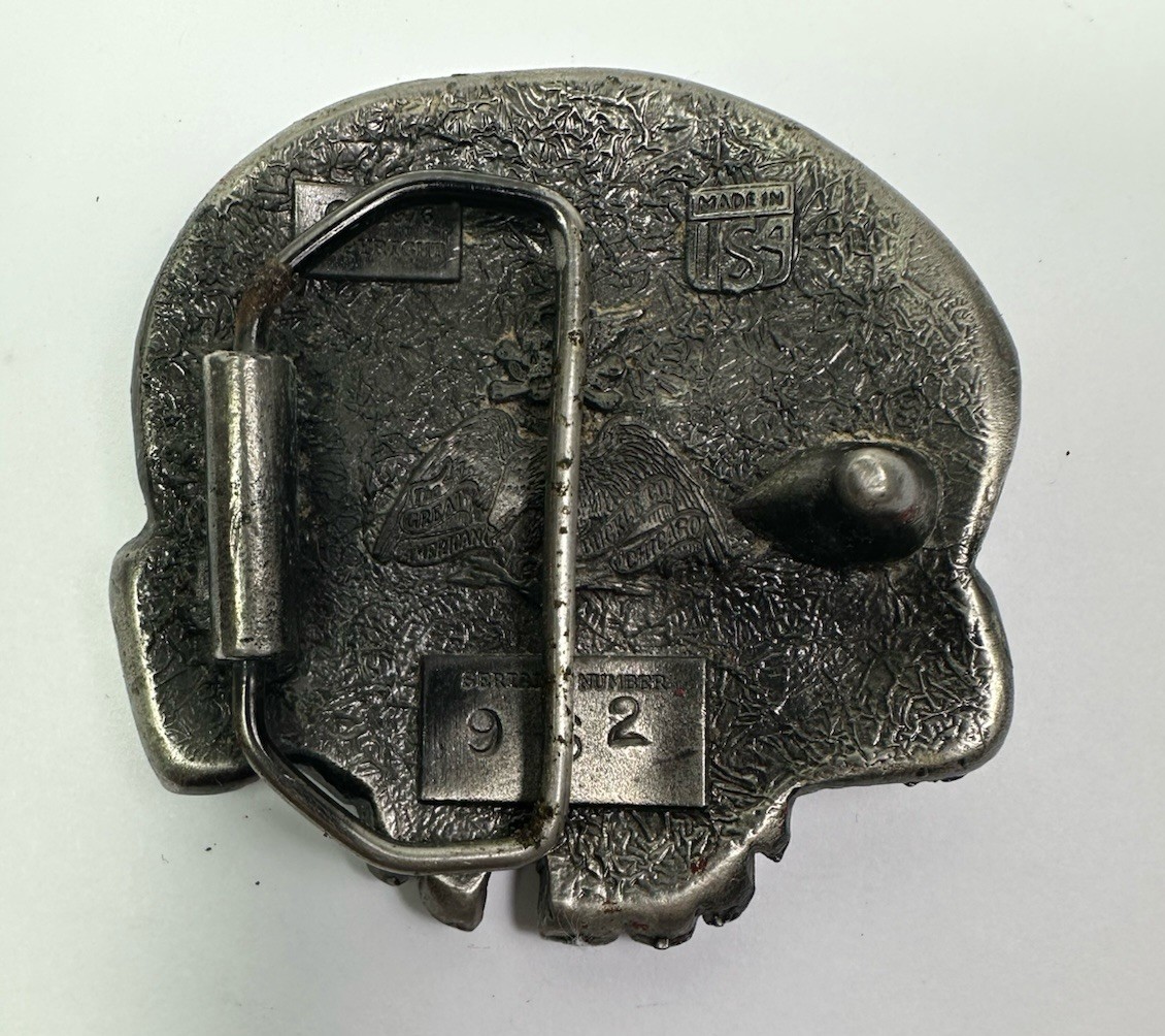 Vintage 1976 Skull Head Belt Buckle Great American Buckle Company