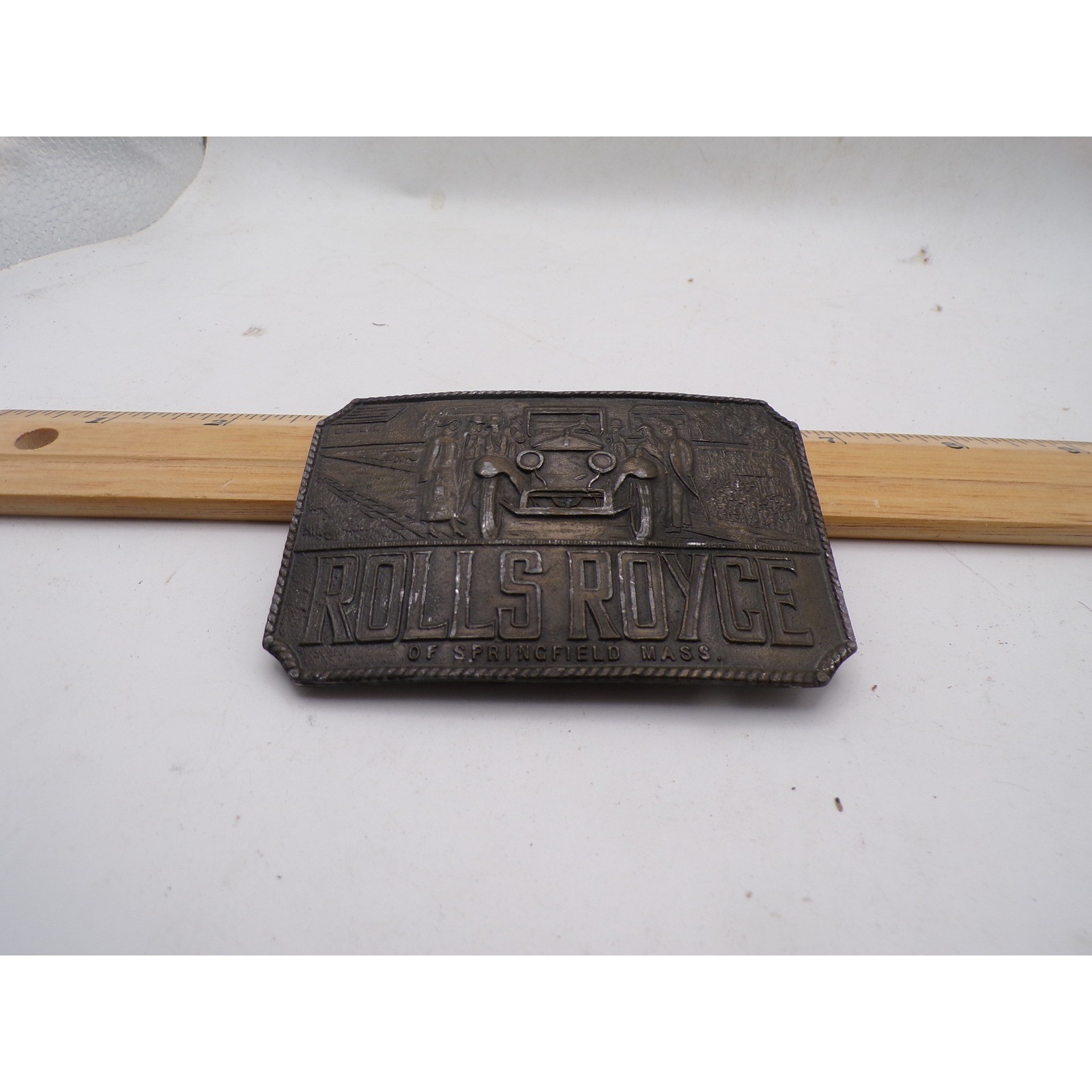 Vintage Rolls Royce of Springfield Mass Belt Buckle Brass Tone Classic Car