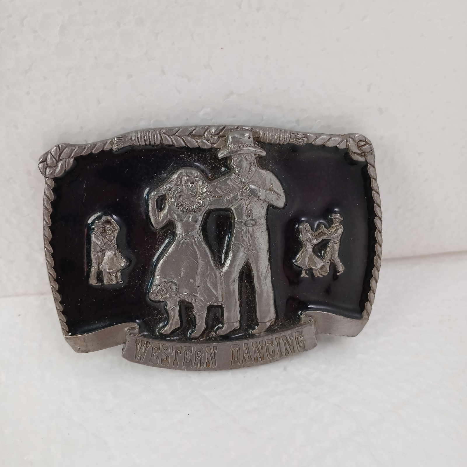 Vintage Buckles of America Masterpiece Western Dancing Belt Buckle USA Cowboy