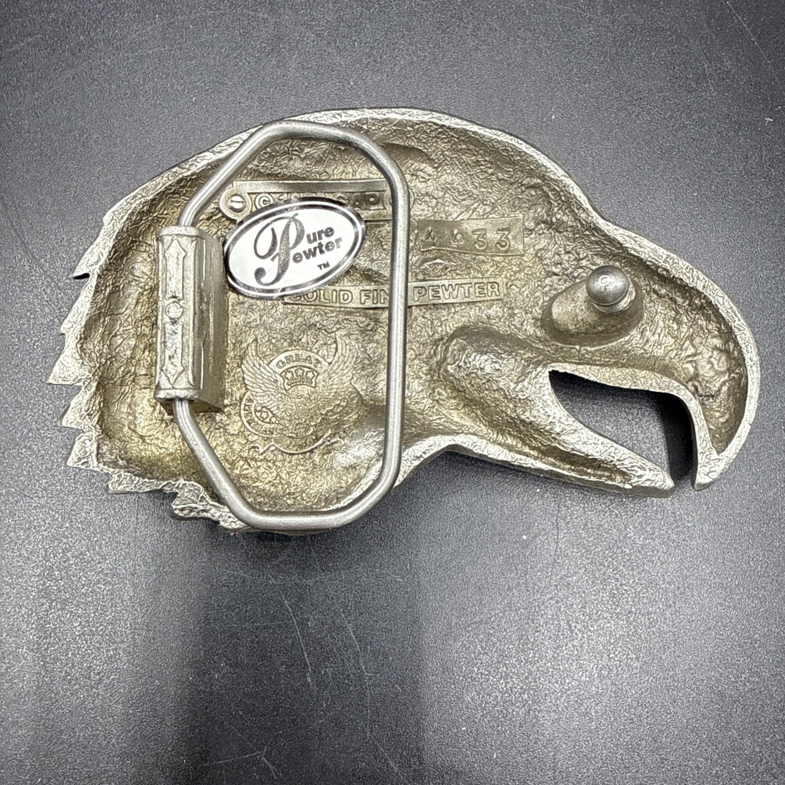 Vintage 1990s GAP Eagle Head Belt Buckle Made In USA Fine Pewter