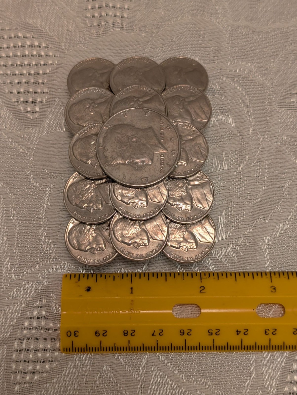 Vntg Handmade Coin Belt Buckle 1974 Kennedy Half Dollar & 1981 Jefferson Nickels