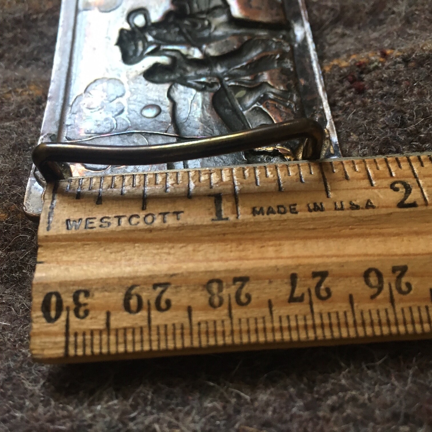 vintage Copper Belt Buckle western cowboy horse calf roping rodeo