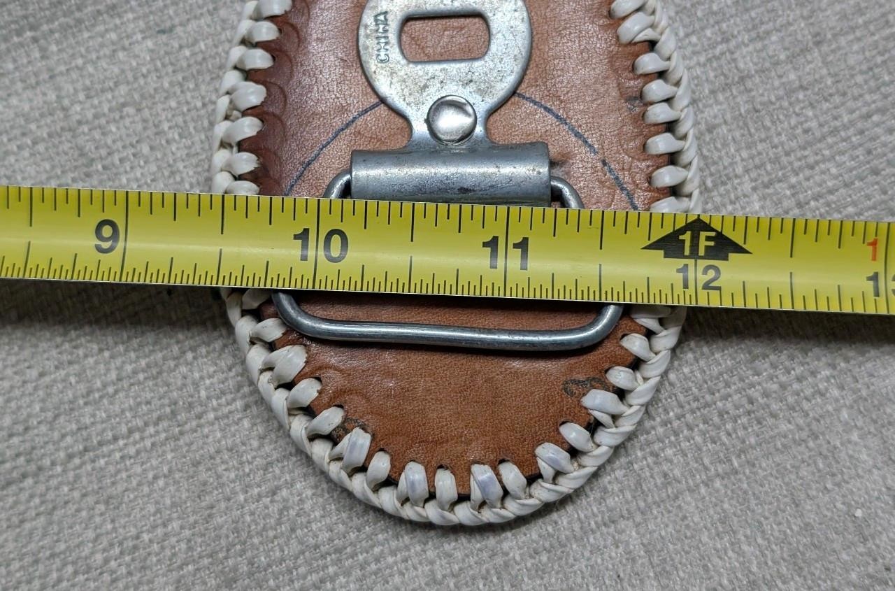 vintage GENUINE SNAKESKIN belt buckle WESTERN handcrafted COWBOY rattler