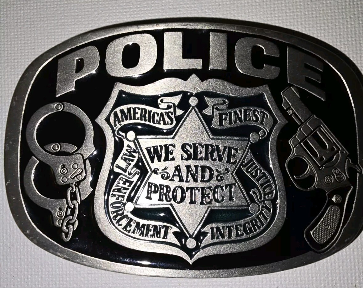 Police Numbered Finest Law Enforcement We Serve and Protect Belt Buckle 1988