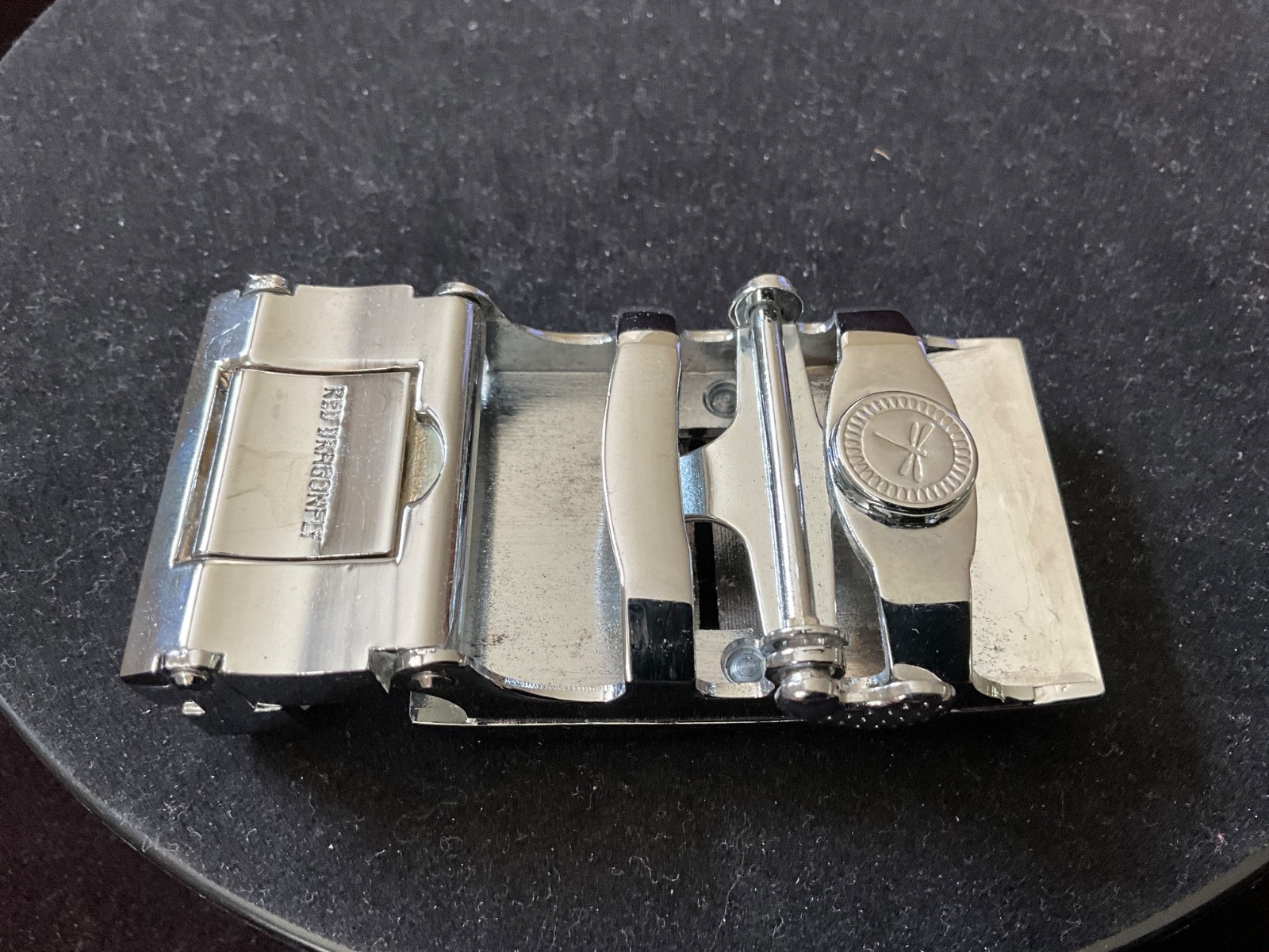Red DragonFly Automatic Slide Buckle Replacement Rectangle Ratchet Belt Buckle