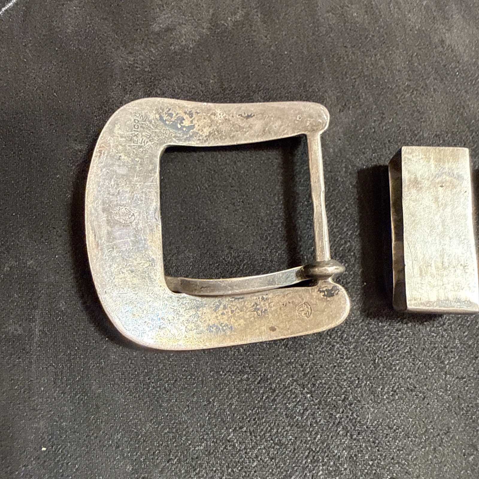 Vintage STERLING SILVER Belt Buckle Set 4PC western RANGER handcrafted Mexico