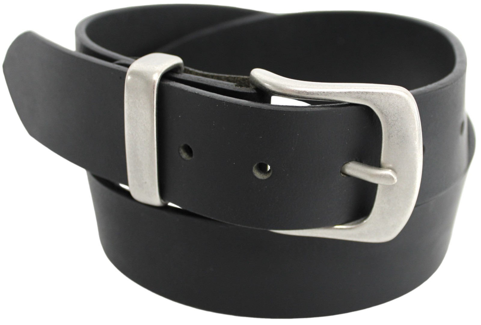 Solid Brass Buckle and Keeper Quality Full Grain Genuine Leather Belt 41004. BLK