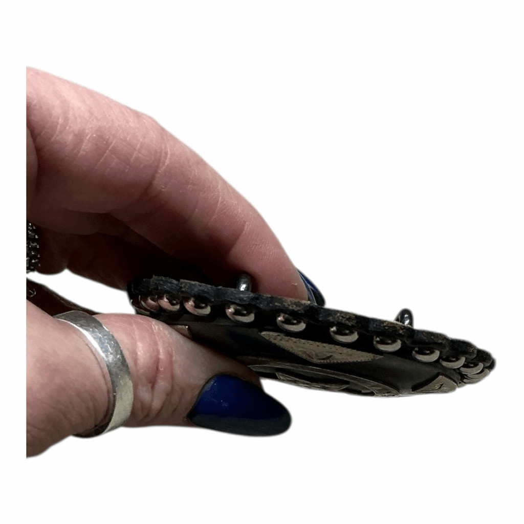 Horseshoe Star Silver Black Belt Buckle: Rustic Gray Oval Rope Buckle