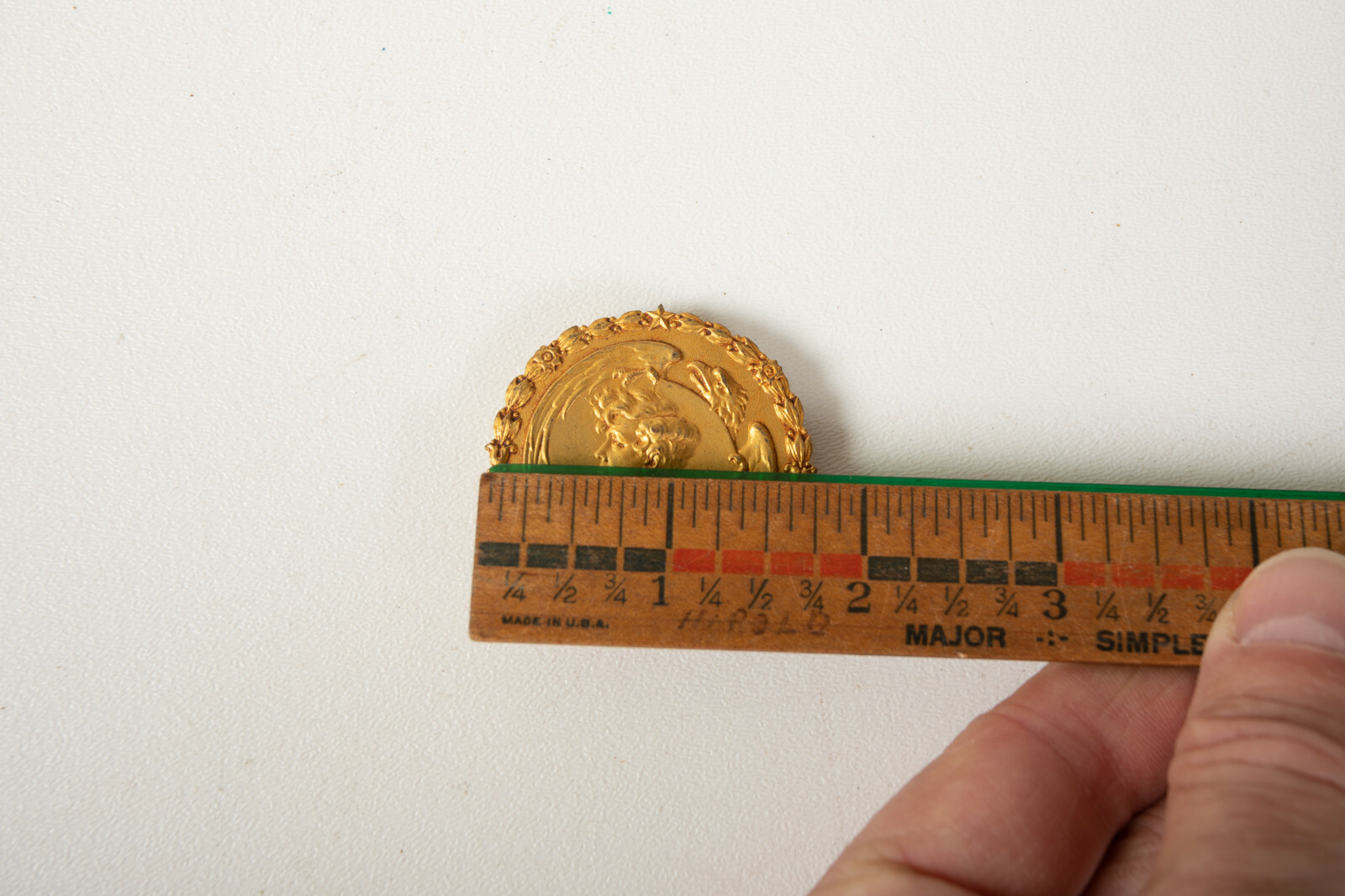 Gilted Fancy Buckle (B6B) Victorian Man Framed w/Eagle (JSF6) Golden Wreath