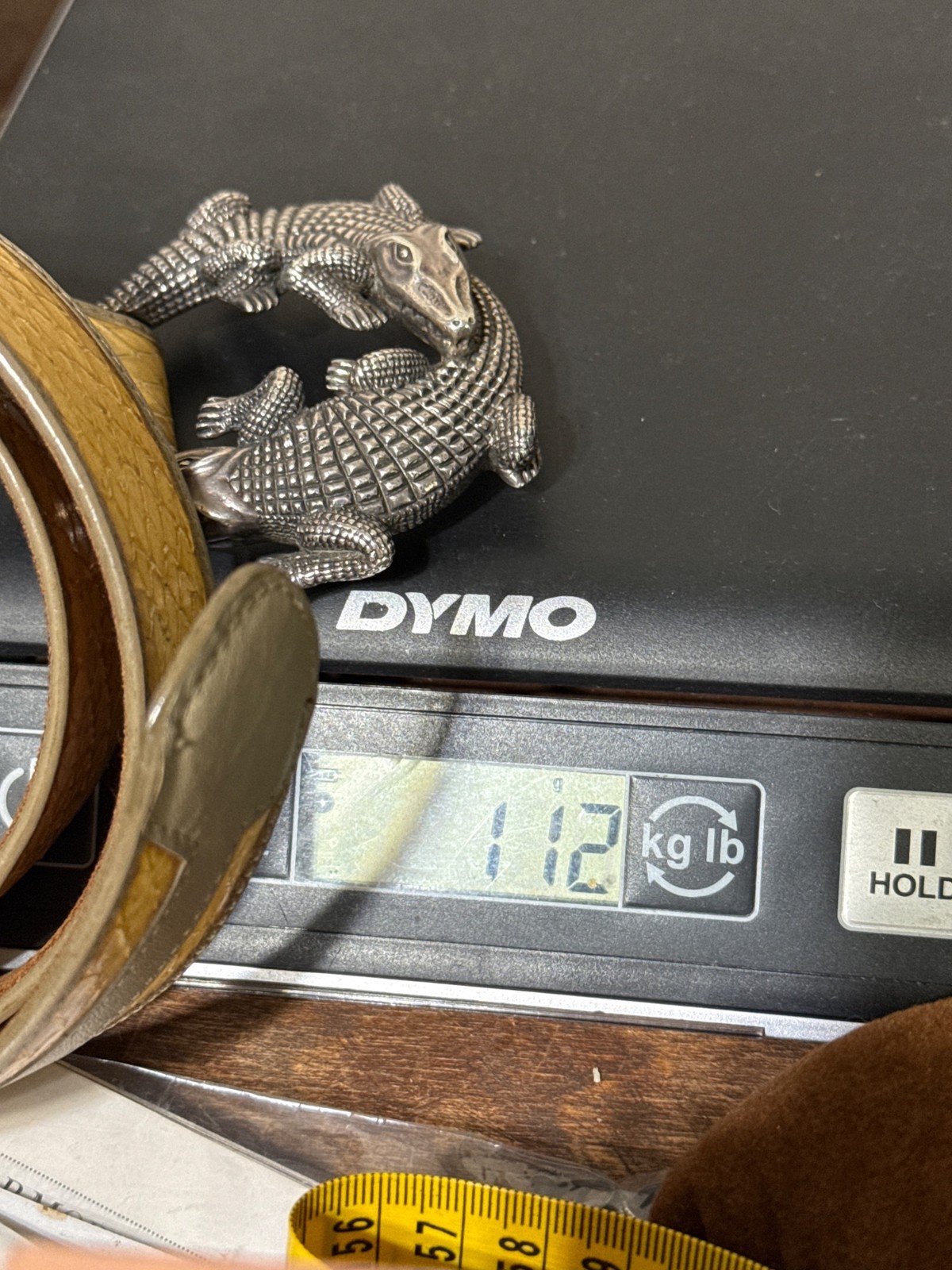 G.J. Deegan Sterling Silver Alligator Buckle Python Skin Belt 194g 925