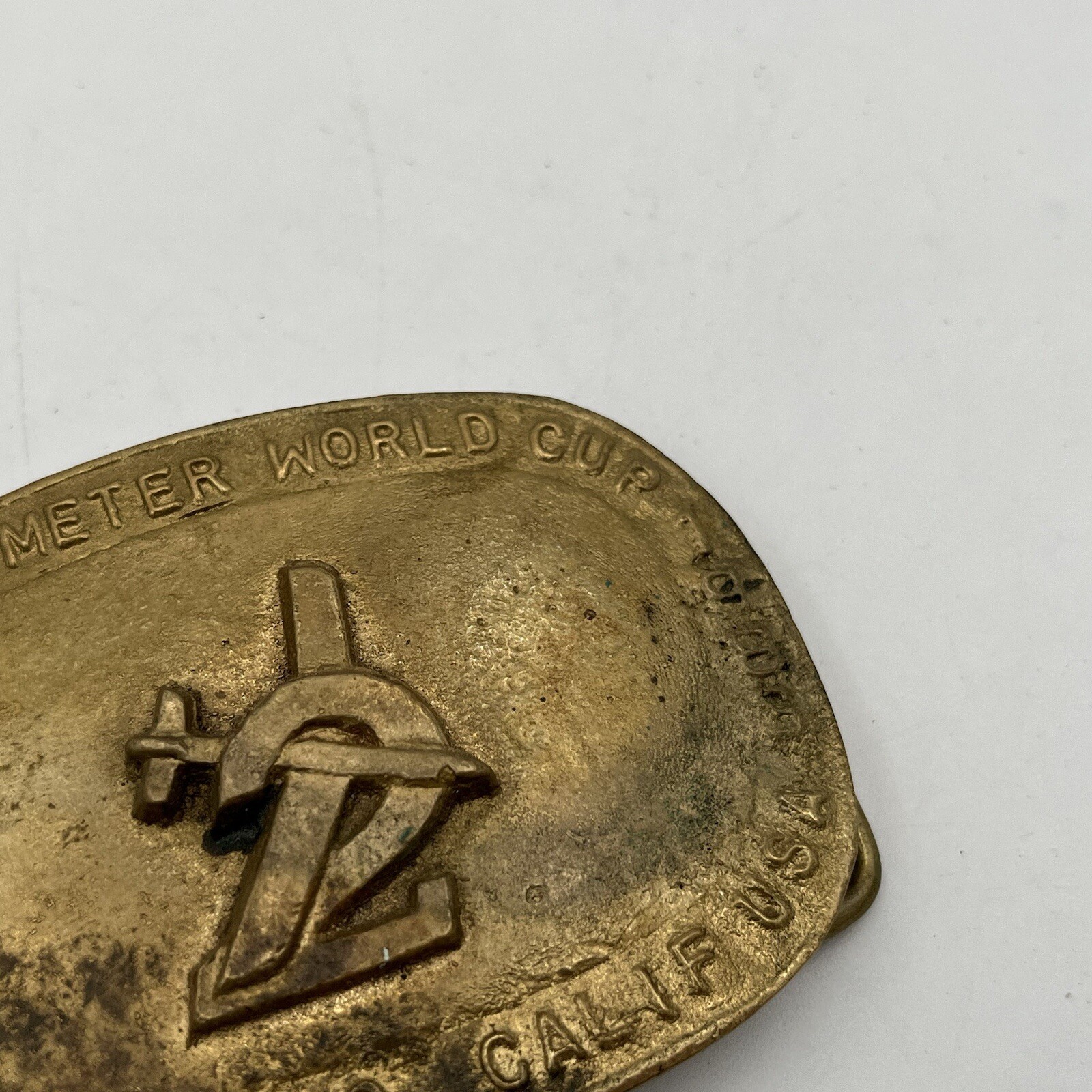 Cast Brass RC Plane Two Meter World Tour Modesto CA Aviation Belt Buckle LE #4