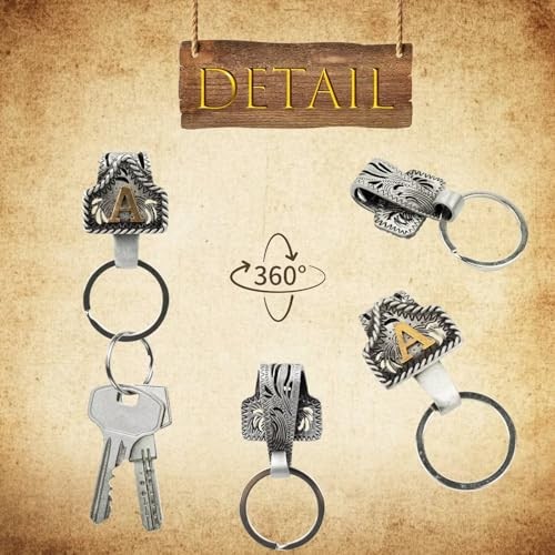 Vintage Western Cowboy Letter Keychain,Handmade Metal-Z Initial Key Chain A