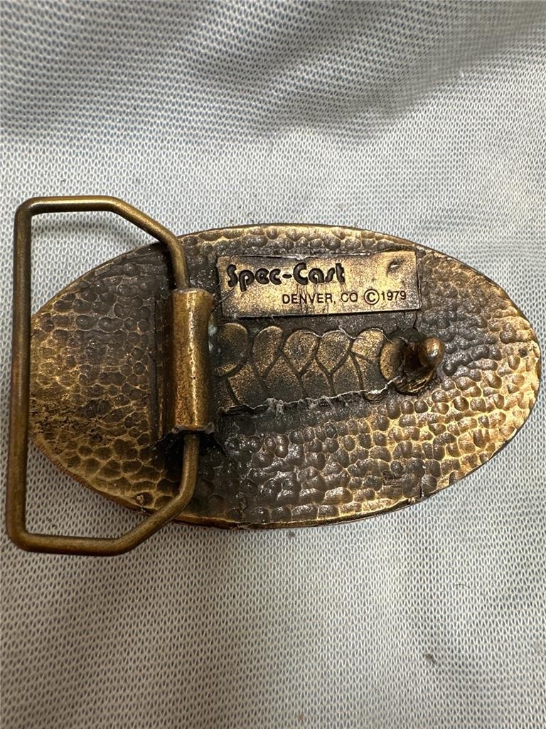 Vintage 1979 Spec-Cast Horse Head Belt Buckle Denver, CO