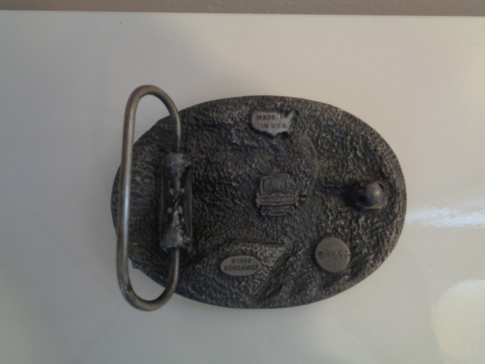 RARELY USED, VINTAGE EAGLE DESIGN 3 DIMENSIONAL PEWTER BELT BUCKLE by BERGAMOT