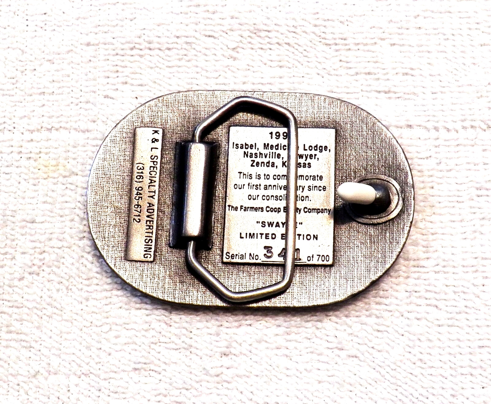 CLASSIC BELT BUCKLE FARMERS COOP EQUITY CO « SWAZEY » LMT ED #341 OF 700 BB18