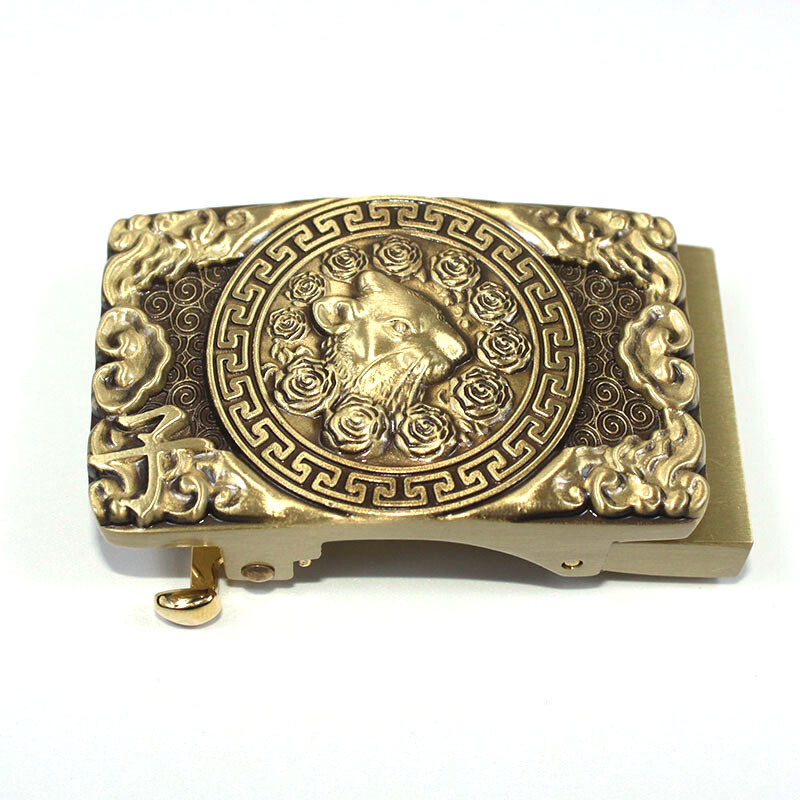Brass Animals Pattern Belt Buckle Automatic Belt Buckles Fits For 35mm Wide Belt