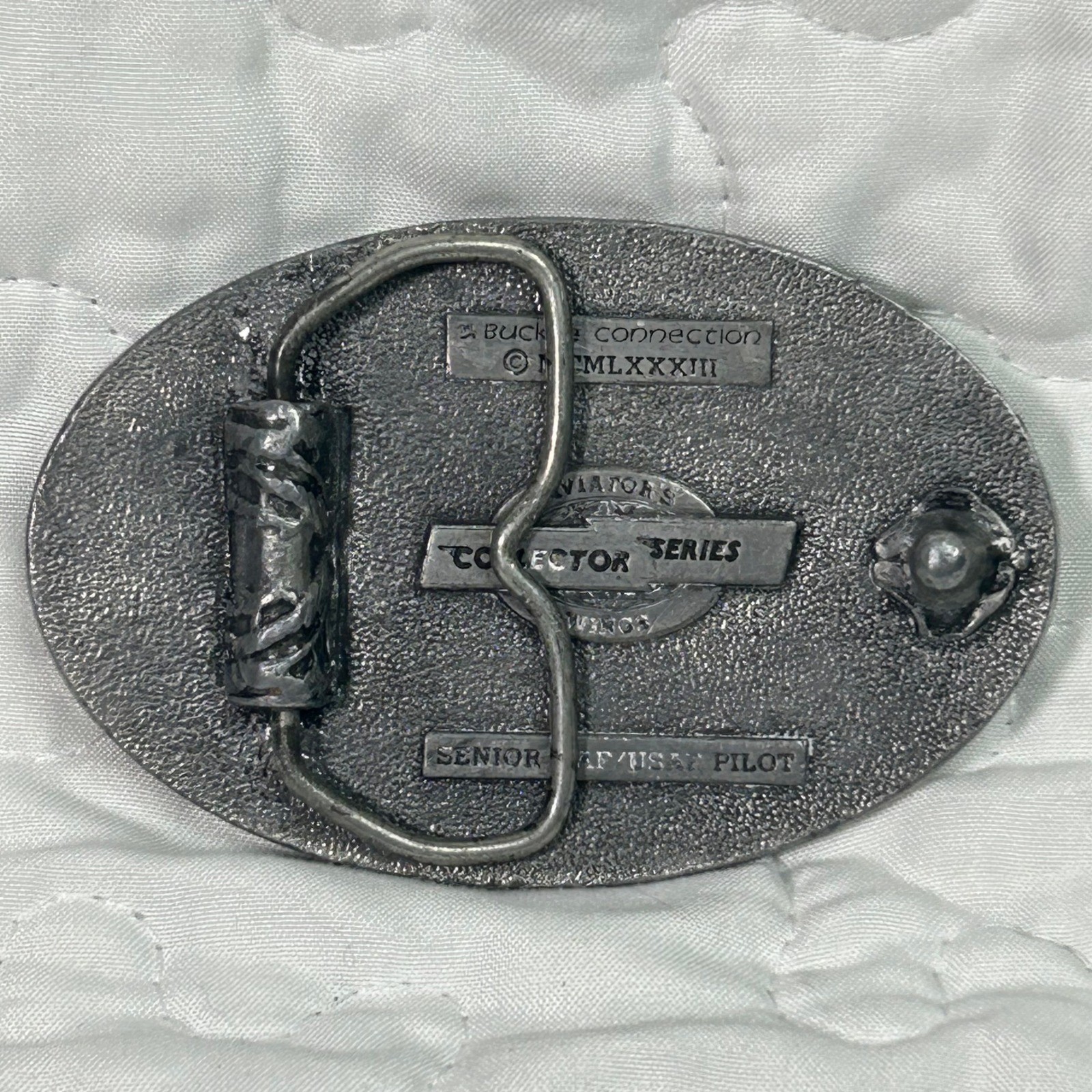 Vintage 1983 Buckle Connection Senior AAF USAF Pilot Wings Belt Buckle Silver