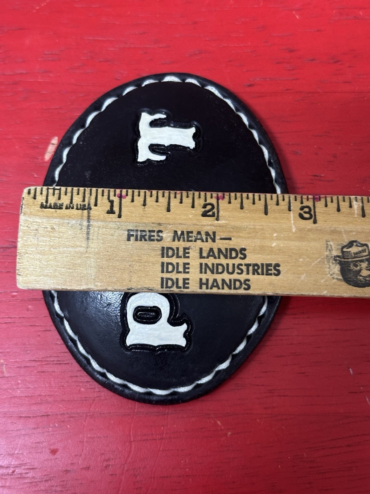 Belt buckle Vintage Hand Tooled Western Leather Belt Buckle “Pat” Black/white