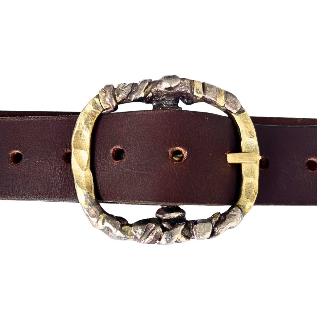 Handmade Solid Brass Belt Buckle USA | 1.5&Prime; Retro Artisan Buckle Men & Women