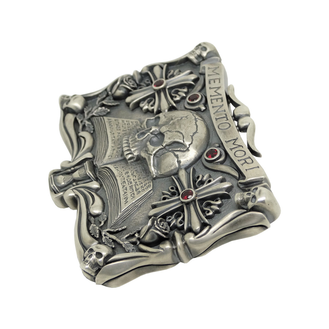 Handmade Sterling Silver Skull Mens Biker Belt Buckle Masonic мemento mori