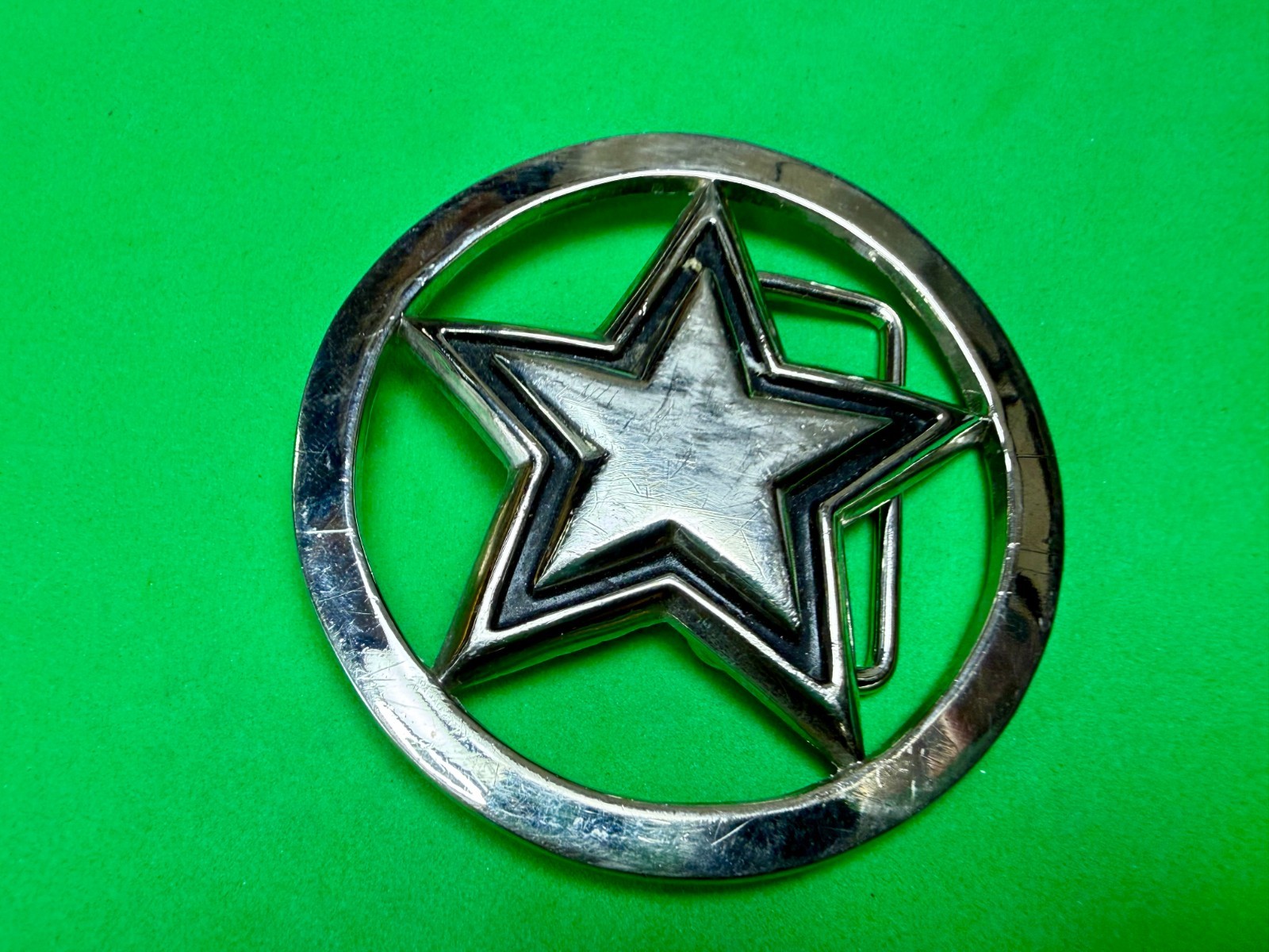 Famous Stars & Straps Five Point Star Logo See-Trough Silver Color Belt Buckle