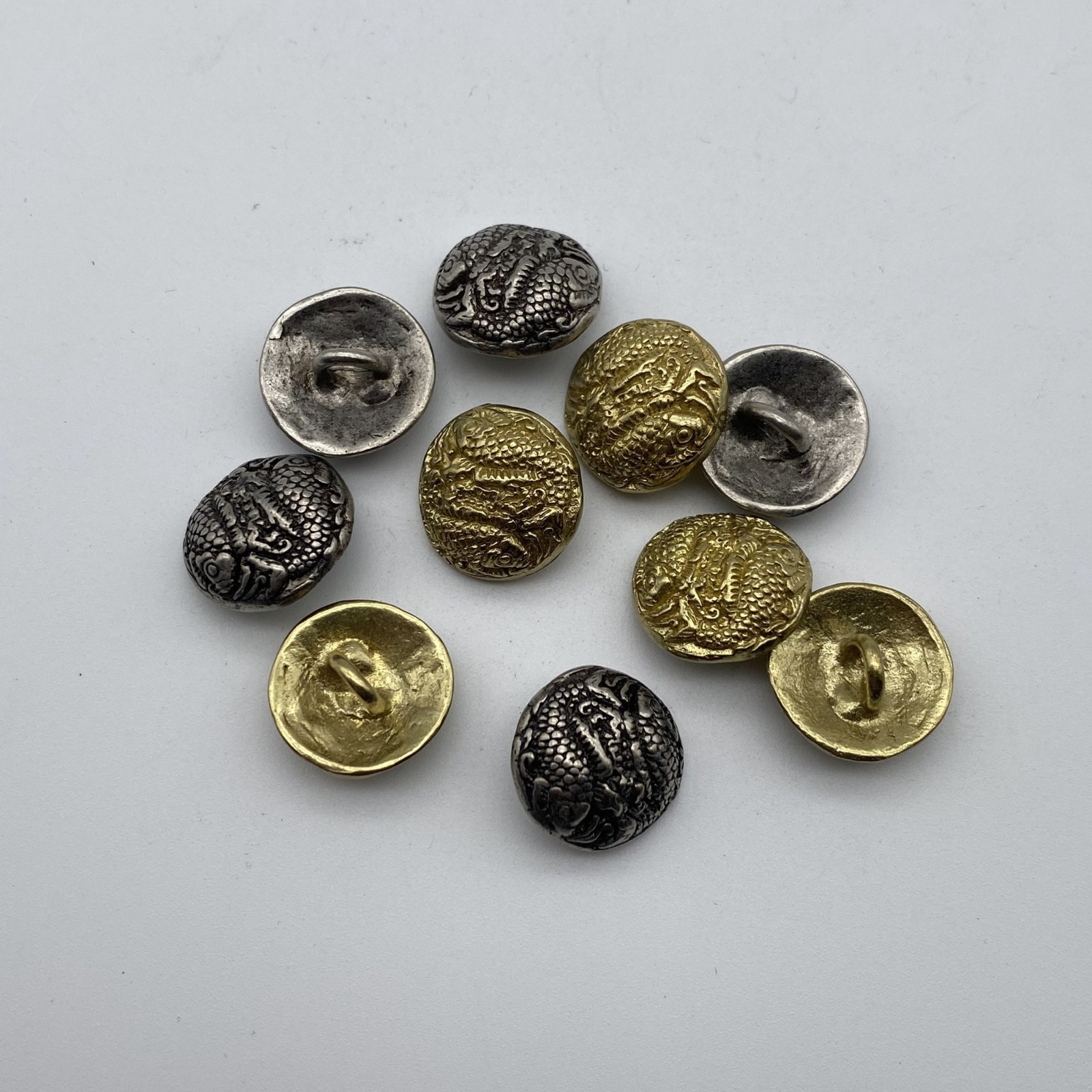 Vintage Shank Button Round Brass Sewing Button,Old Silver Buttons lot