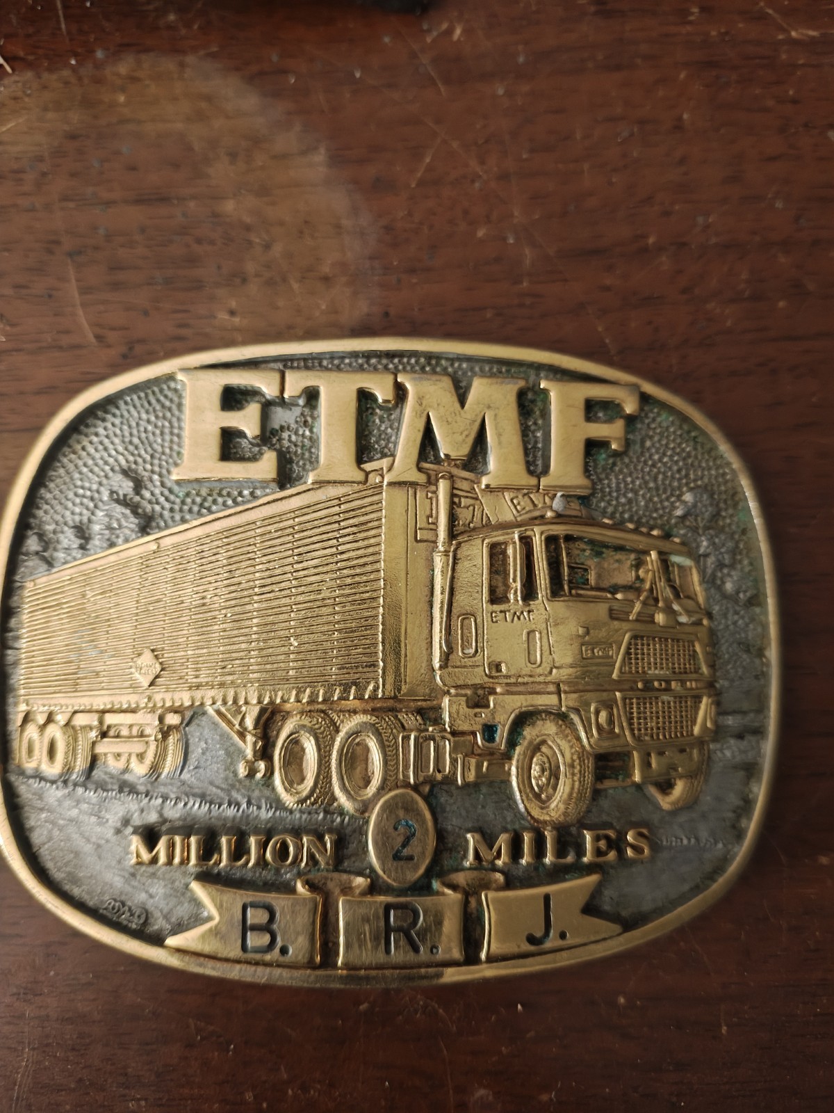 Norman Company ETMF 2 Million Miles Truck Belt Buckle Gold/Silver 1.5in