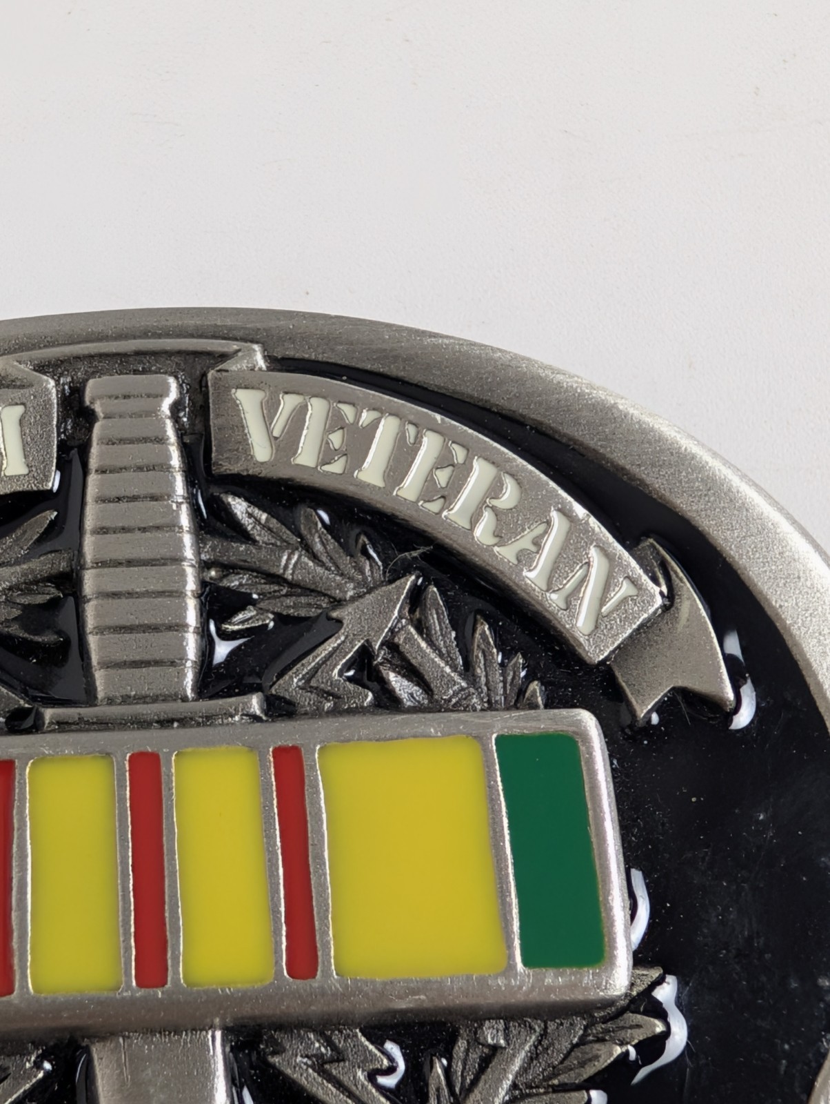 Vintage 1996 Vietnam Veteran Belt Buckle GAP 4360 Service Ribbon Pewter USA