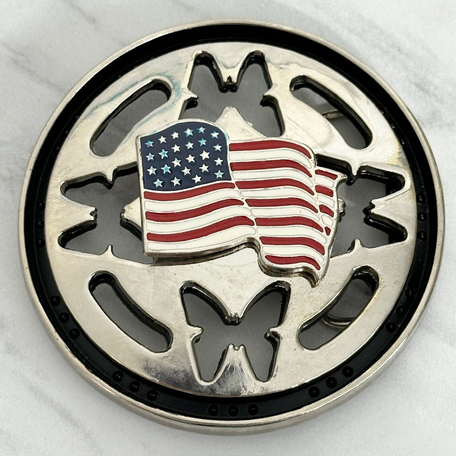 American Flag Butterfly Spinning Fidget Belt Buckle Novelty – 3.44&Prime;