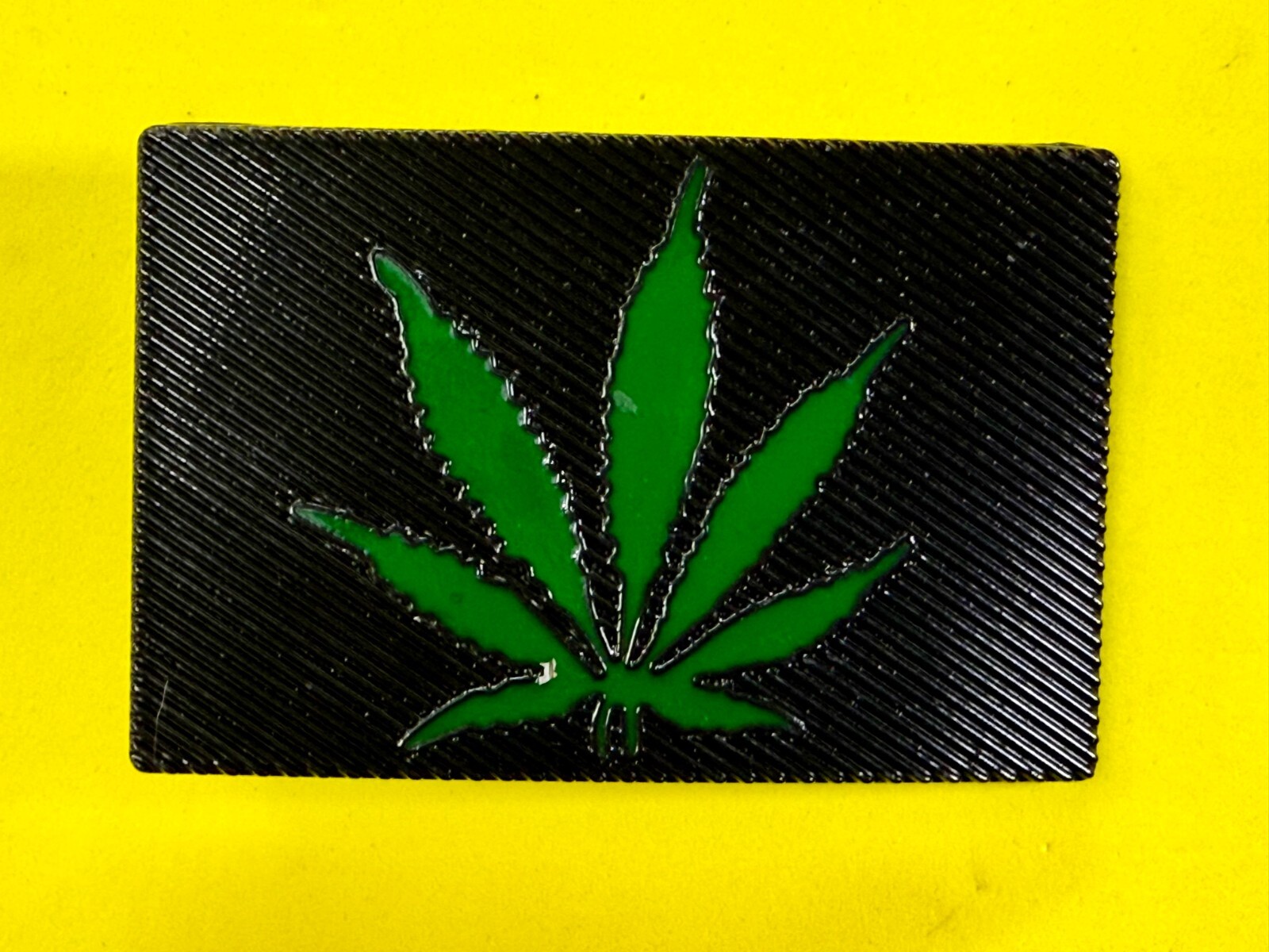 Marijuana Cannabis Weed Pot Leaf Green & Black Color Rectangular Belt Buckle