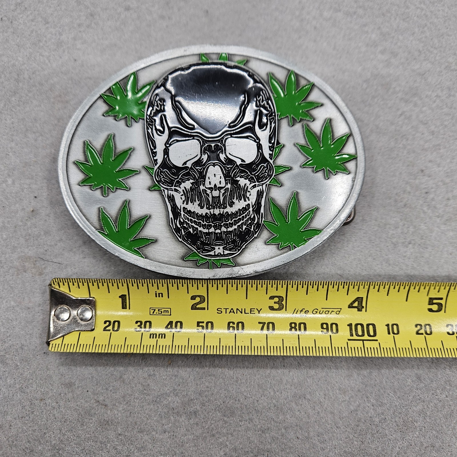 Multifunction Belt Buckle Beer Holder Metal Skull & Cannabis Design