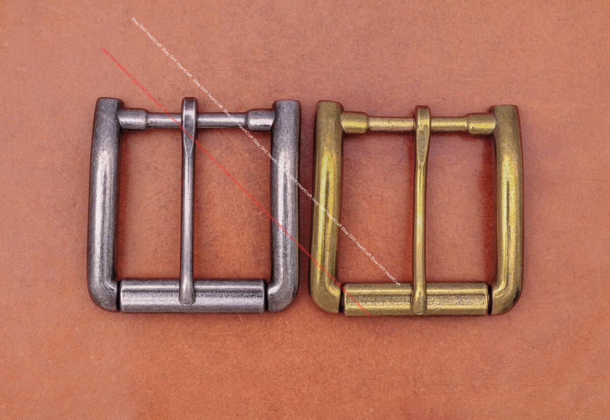 Men Brass Metal Heel Bar Roller End Bar Single Prong Pin Jeans Belt Buckle 40mm