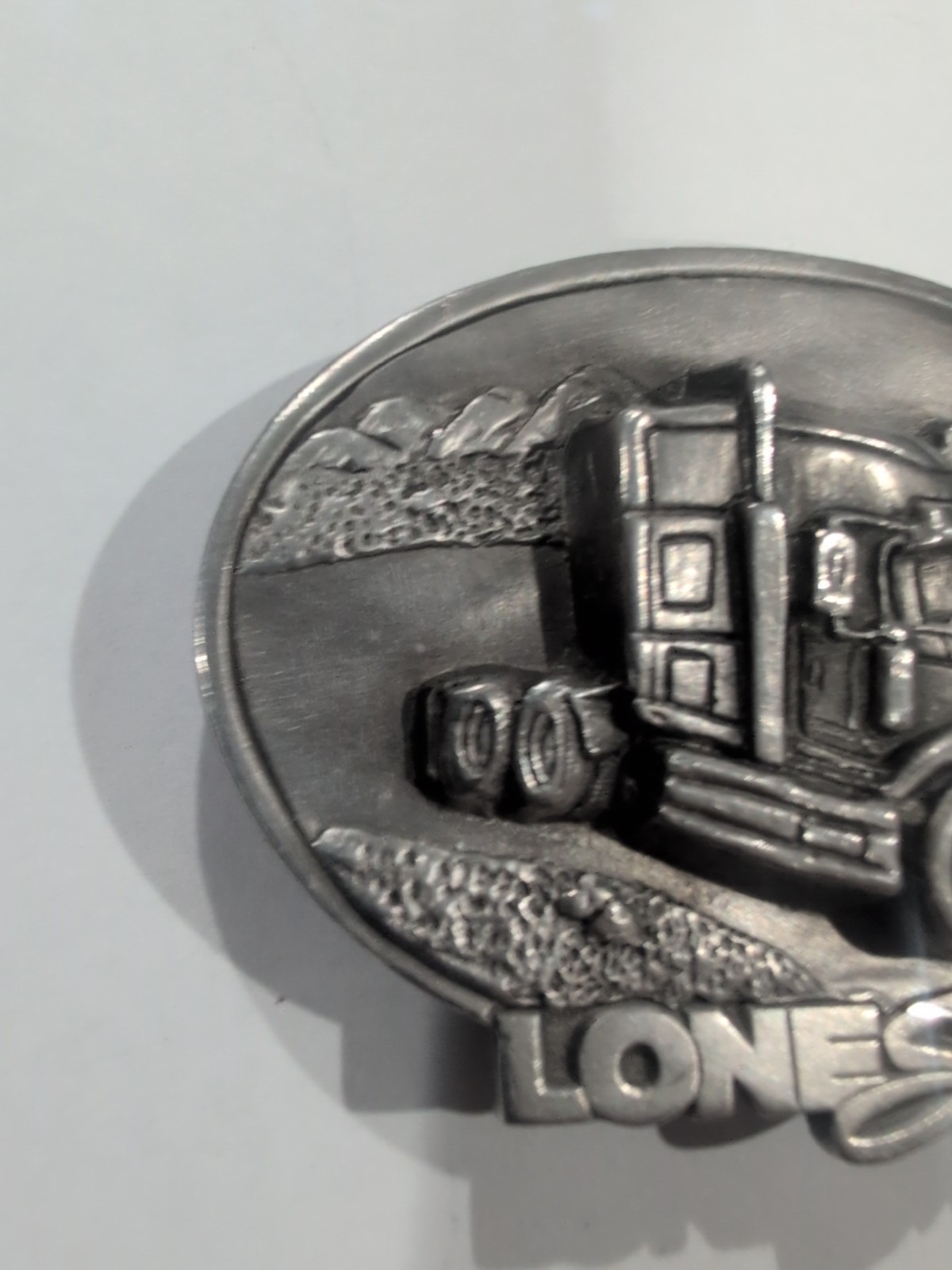 Lone Star Semi Truck belt buckle vintage silver