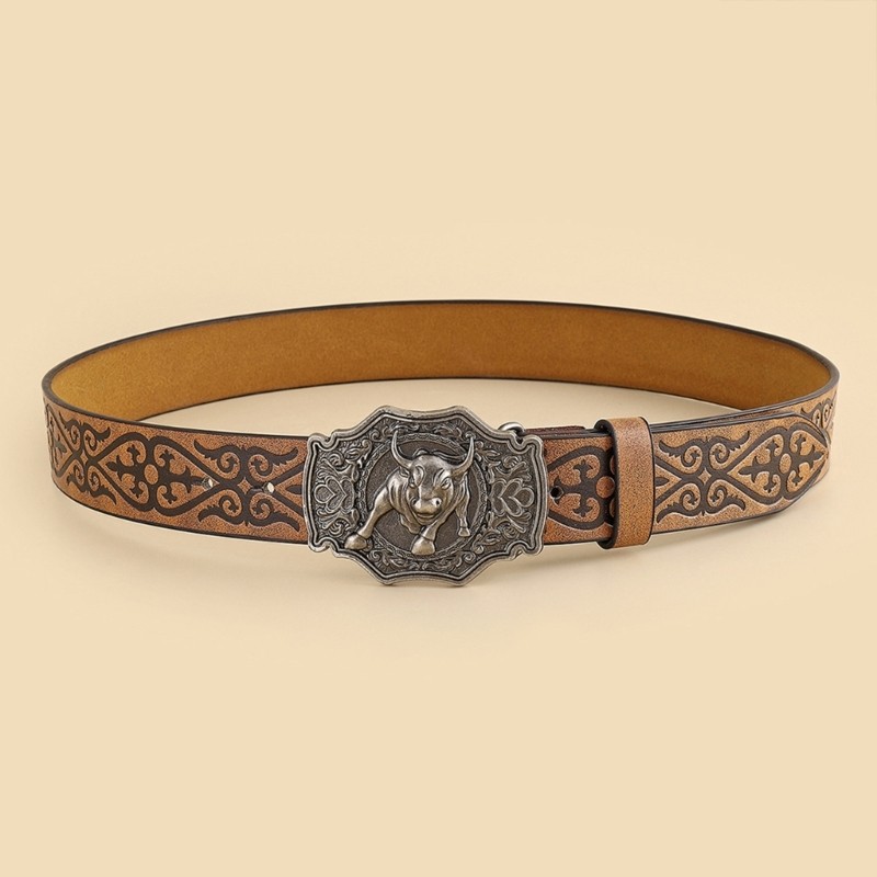 Vintage Western Belt Buckle Belt Cowboy Belts For Men Jeans Belt Leather Belt