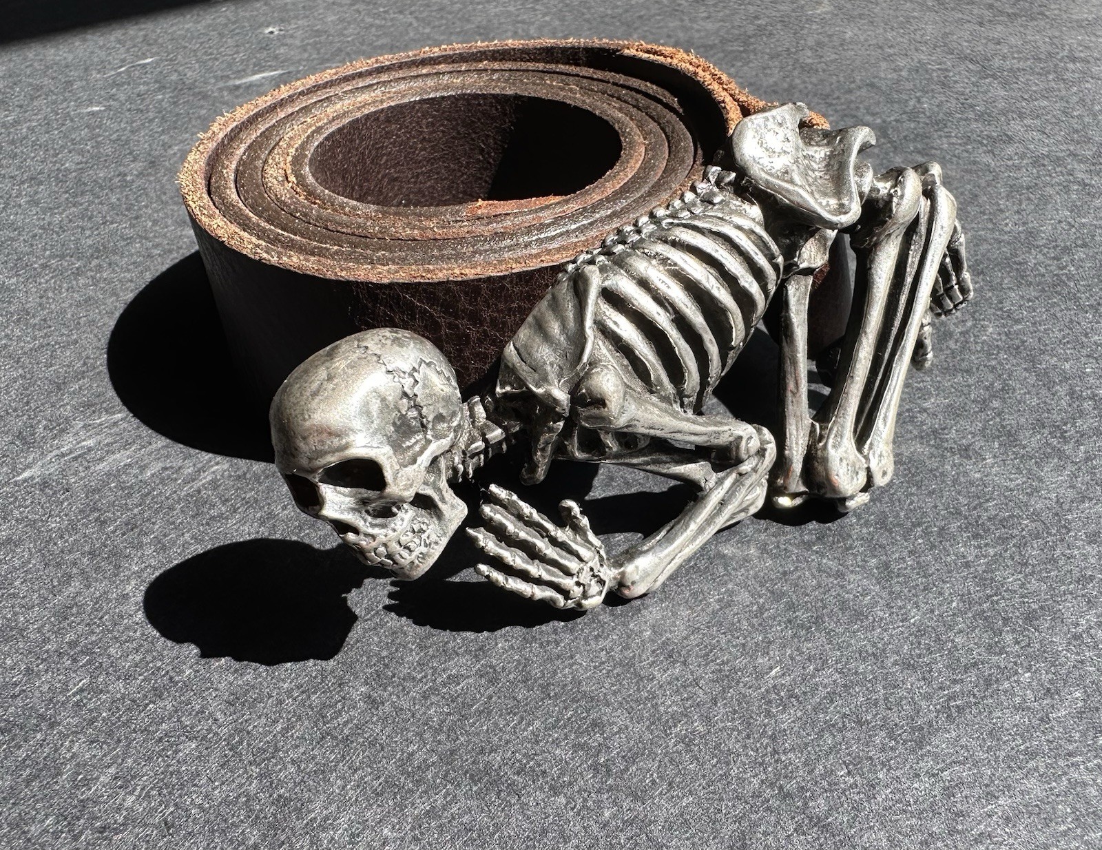 Belt With Skeleton Buckle By Alchemy Gothic