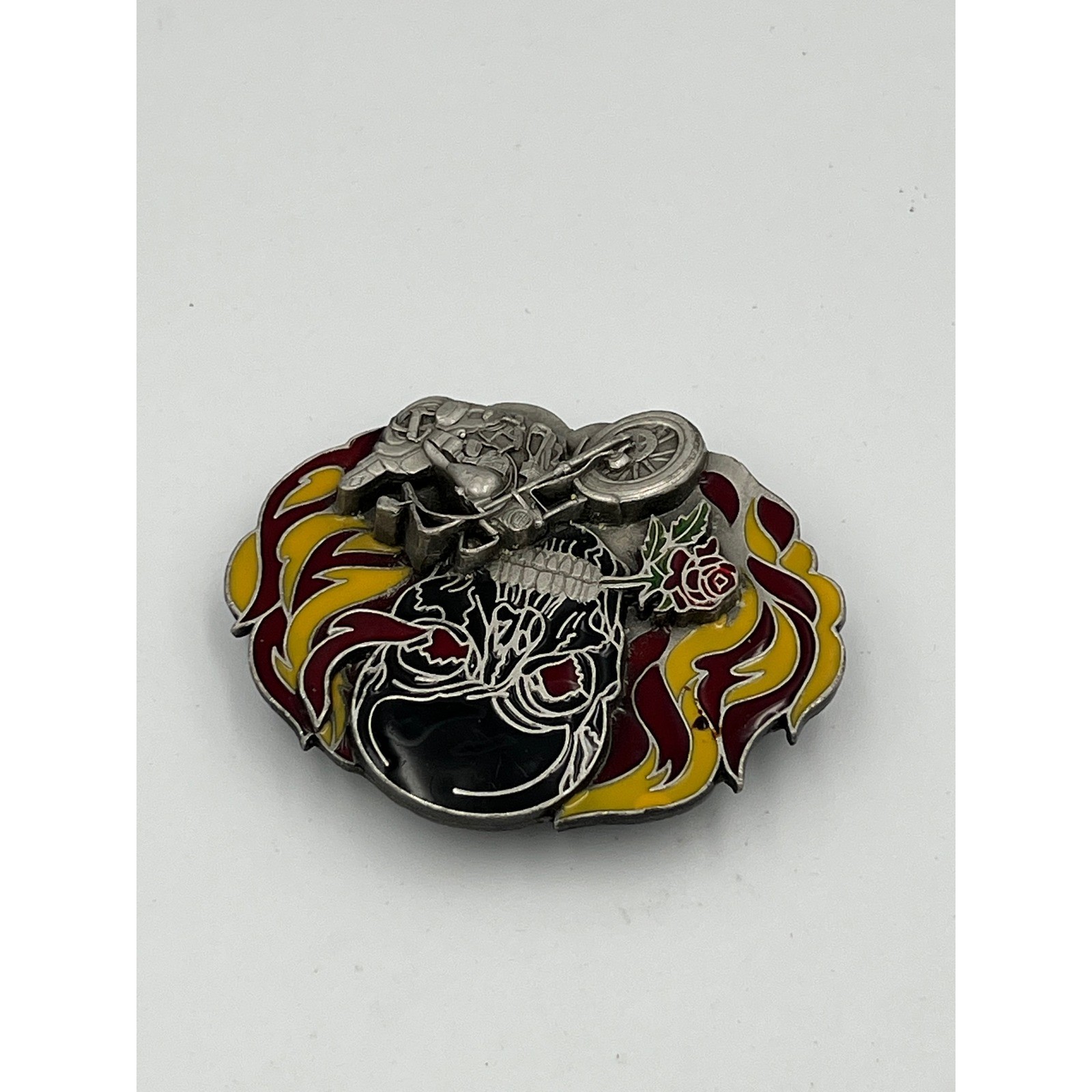 Siskiyou Buckle Skull Motorcycle Flame Rose Wild & Free Belt Buckle Made in USA