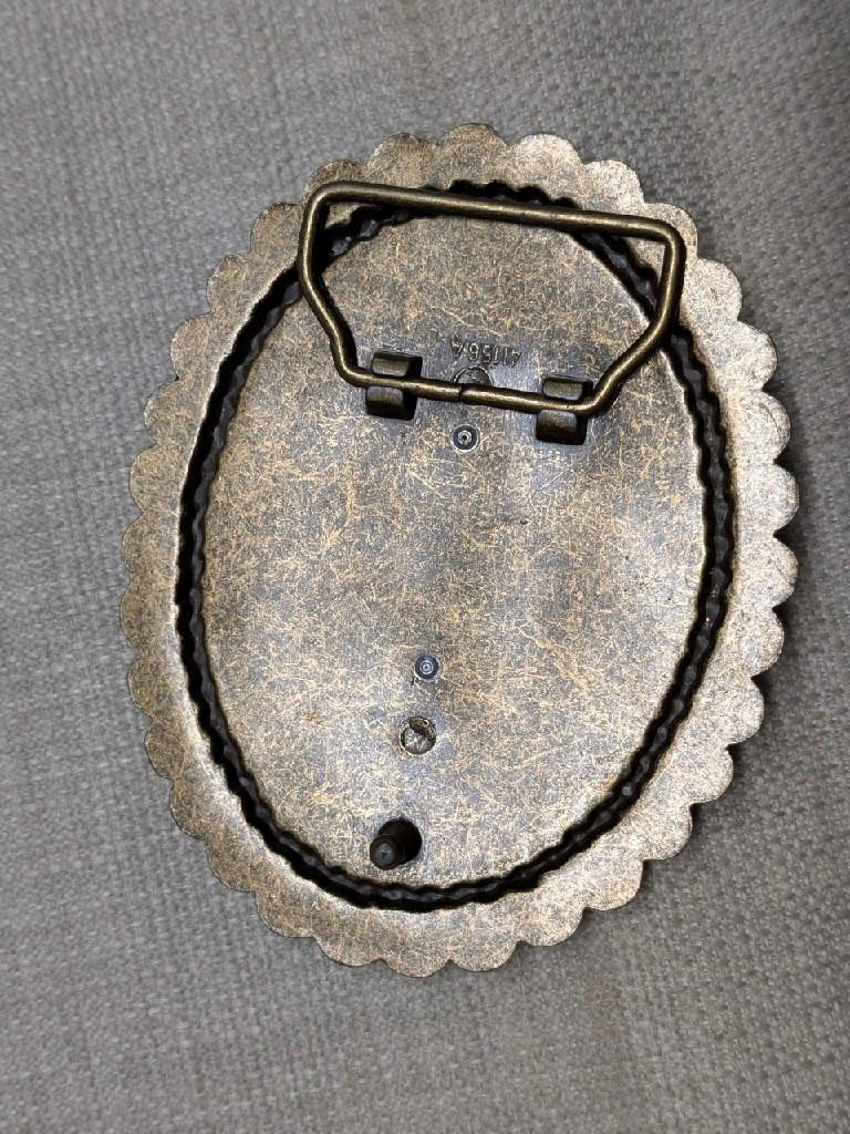 vintage RHINESTONE belt buckle STUDDED leather BRASS western cowboy
