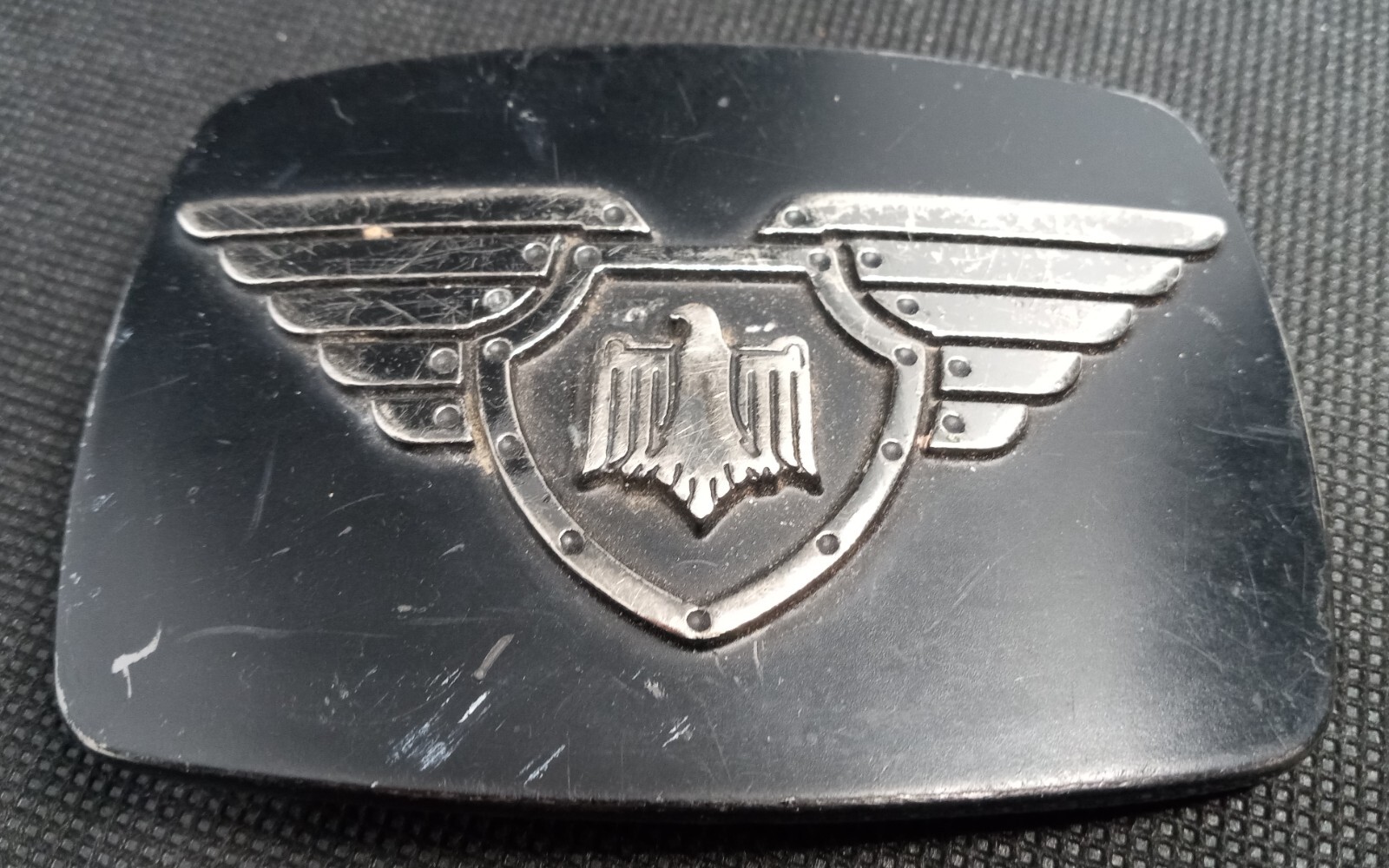 Winged Eagle Shield Vintage Chrome Brand Belt Buckle
