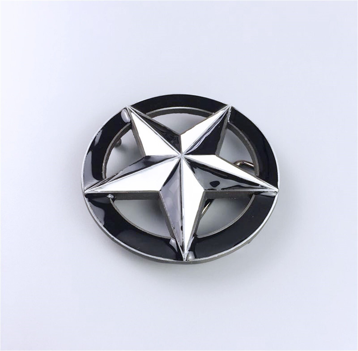 Vintage Black White Enamel Circle Star Belt Buckle Boucle de ceinture