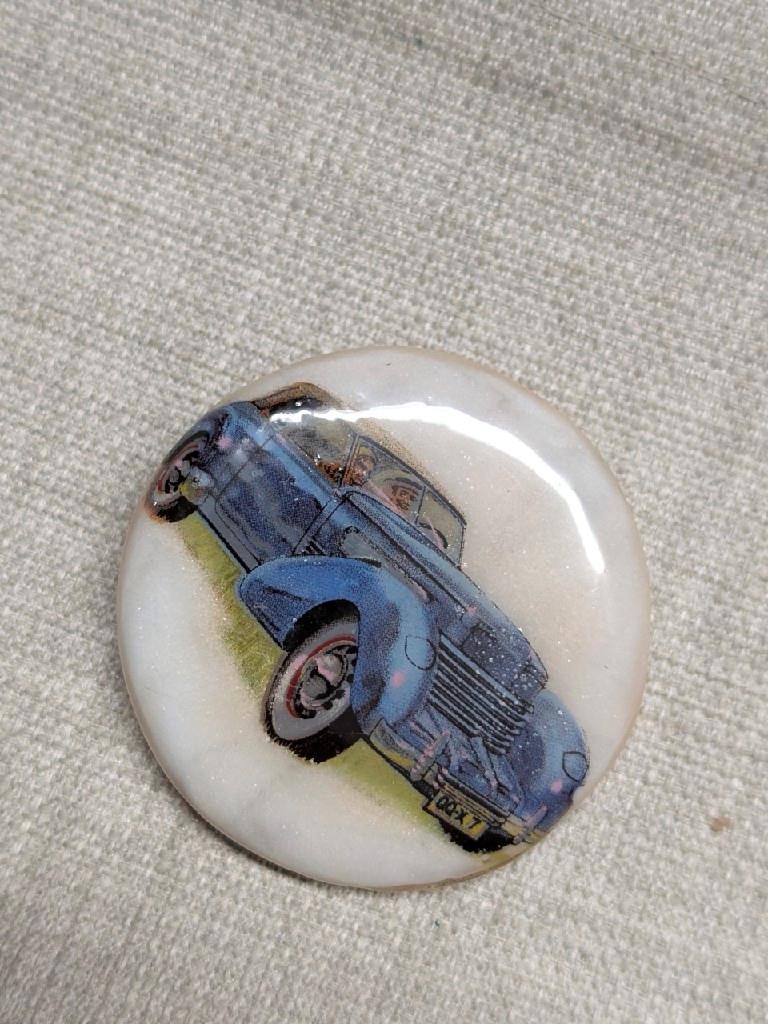 vintage CLASSIC CAR belt buckle 1930s 1940s marble WESTERN custom ROADSTER