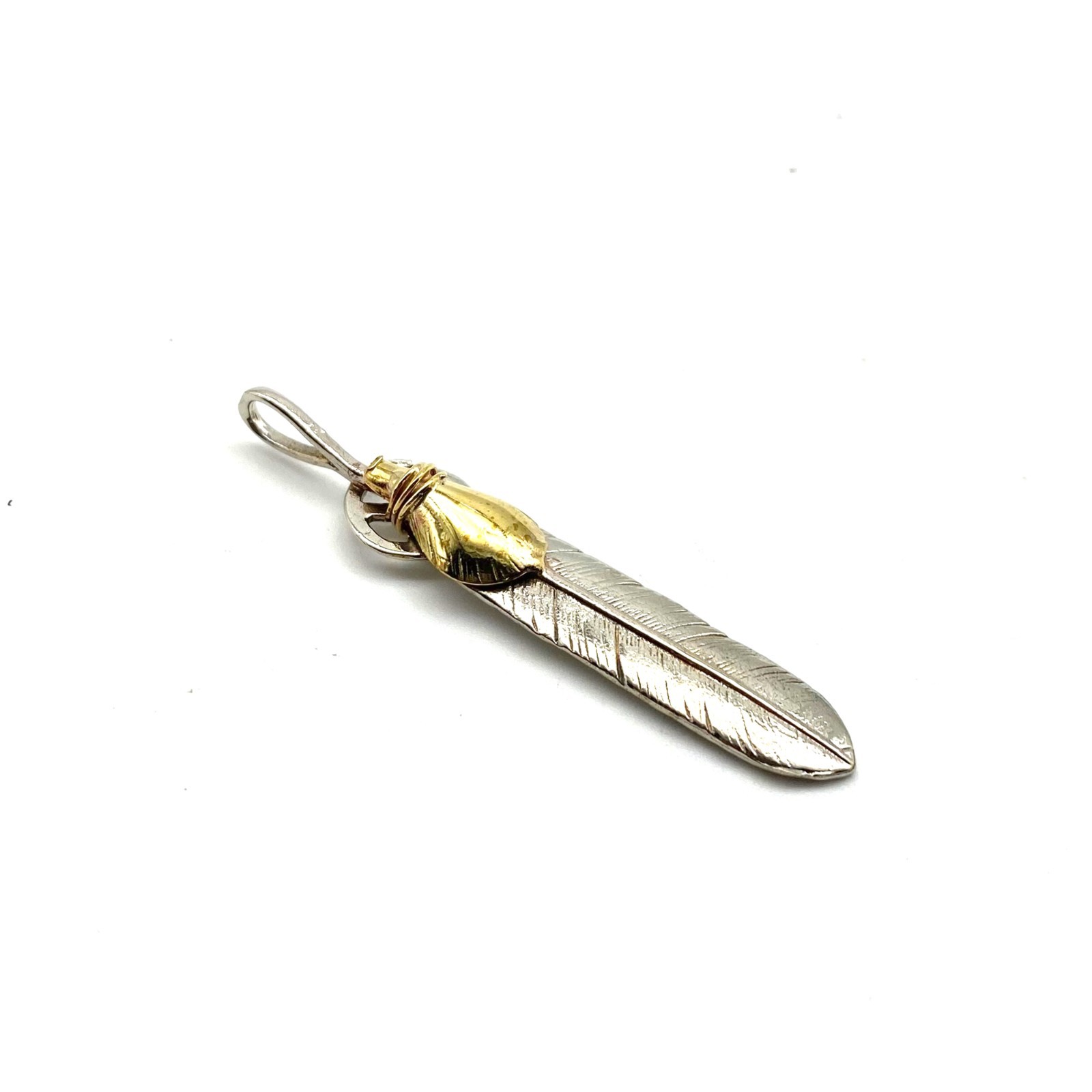Gold Bead Silver Feather Necklace Charming Pendants lot