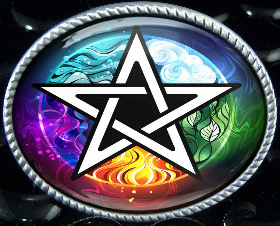 Magic Pentagram Wiccan Elements Pentacle Handmade Artisan Belt Buckle