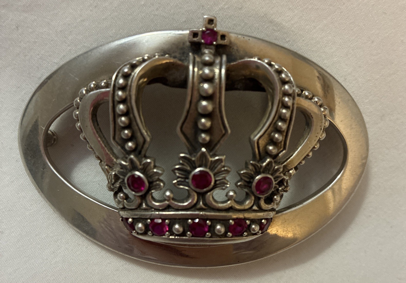 Vintage Rare Justin Davis Crown 925 Sterling Belt Buckle with stones