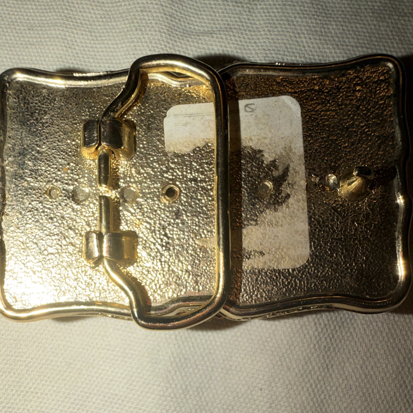Vintage 1980s Gold Tone Western Belt Buckle Scorpion Cameo Cowboy Unisex