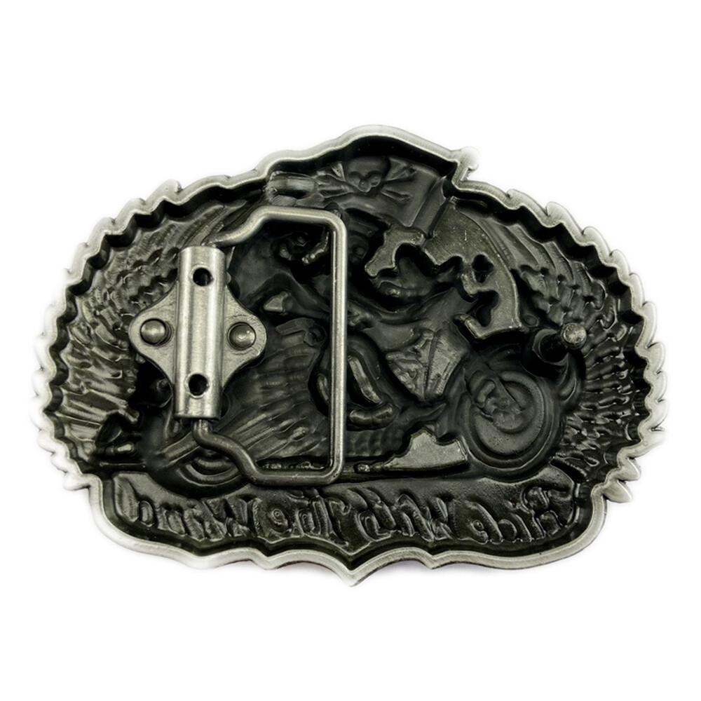 Motorcycle Belt Buckle Western Cowboy Native American Motorcyclist (MOT-08)