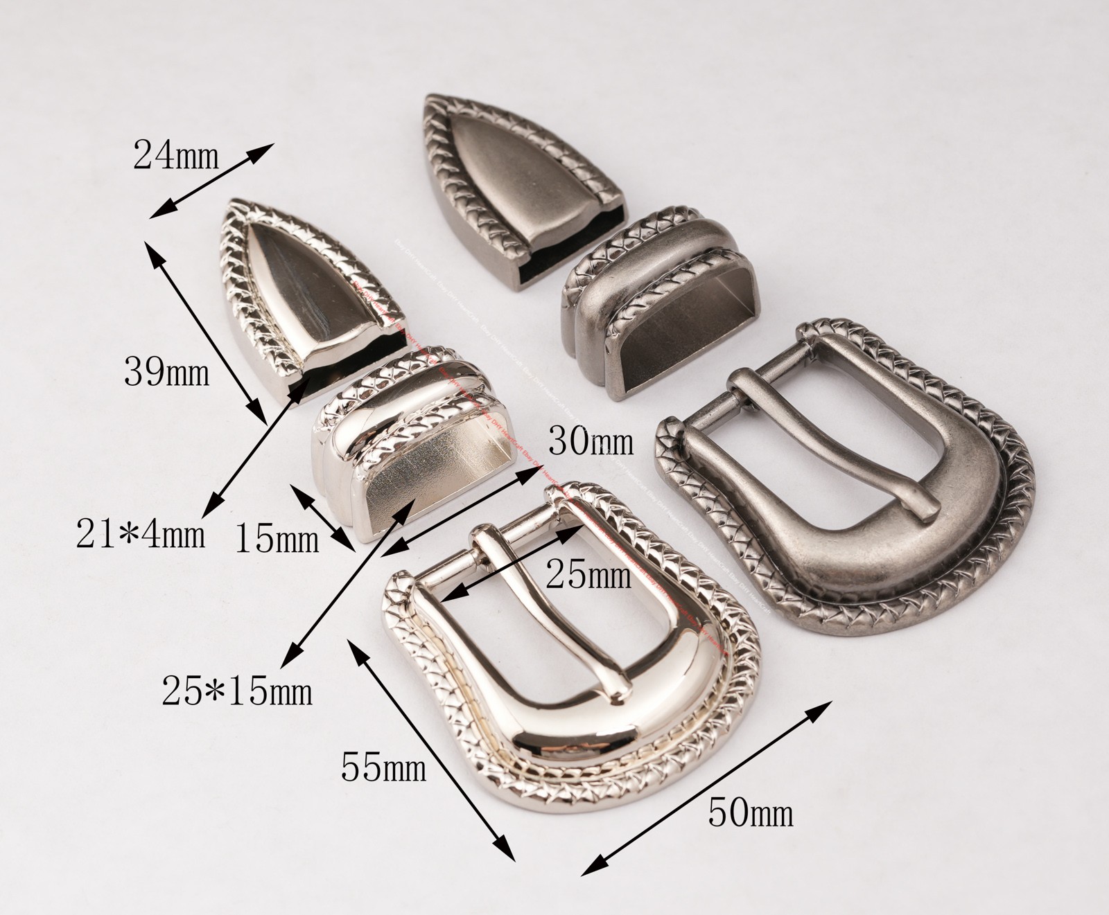 25MM Western Cowboy Leathercraft Prong Pin Belt Buckle Set 3-Piece DIY Project