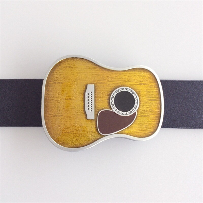 Vintage Style Enamel Guitar Music Belt Buckle