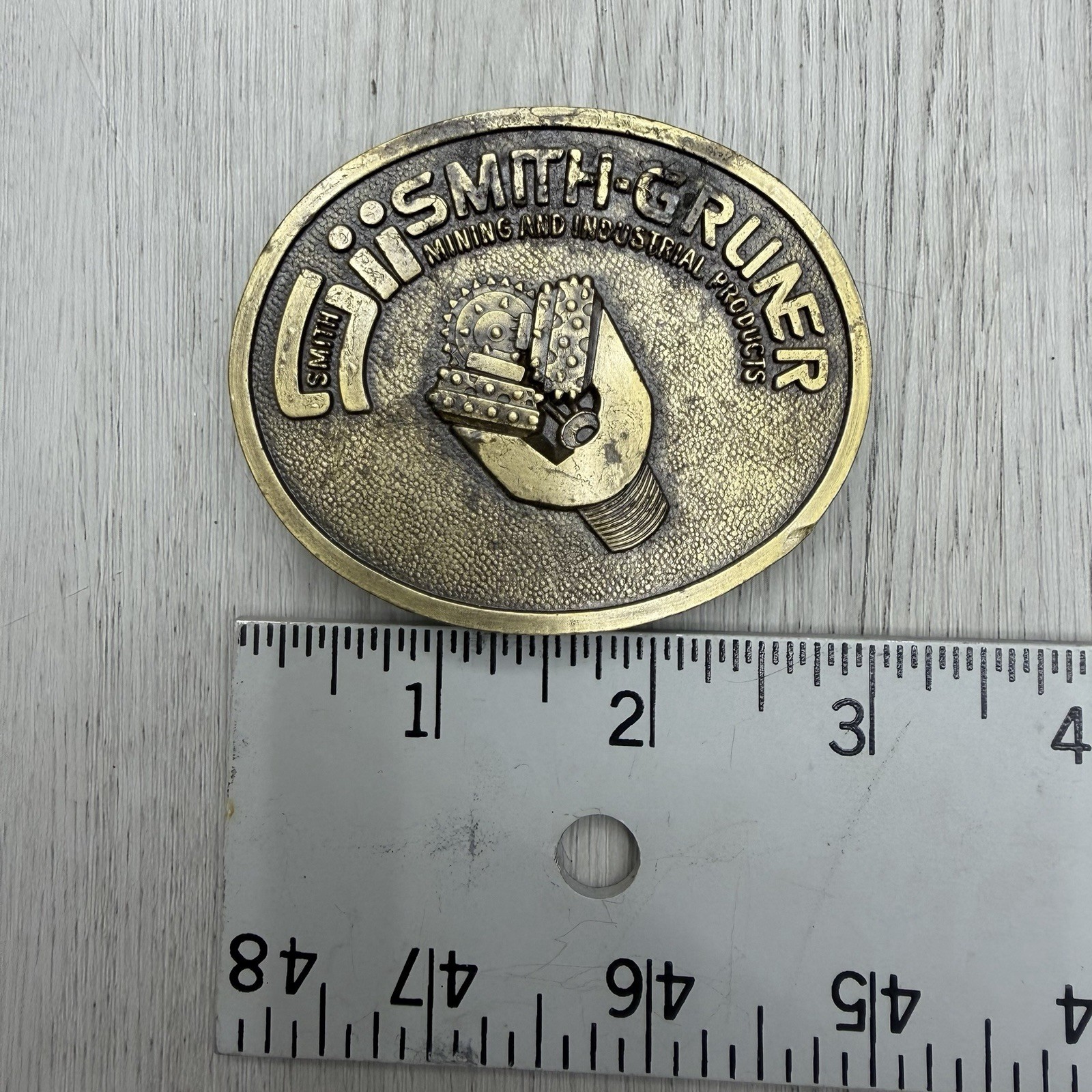 Smith-Gruner Mining Industrial Drill Bit Brass Belt Buckle Oil Gas
